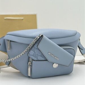 Michael Kors Maisie Lg Pebbled Leather 2-in-1 Sling Pack Fanny Pack Waist Belt